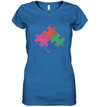 Load image into Gallery viewer, Autism Awareness Distressed T MaassSquad Women's V-Neck T-Shirt
