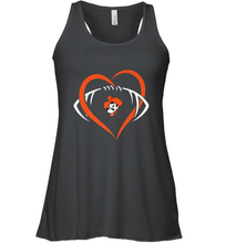 Load image into Gallery viewer, Oklahoma State Cowboys Large Heart  Football  Team Women's Racerback Tank
