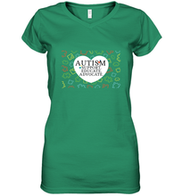 Load image into Gallery viewer, Autism Support Educate Advocate Autism Awareness T shirt Women's V-Neck T-Shirt
