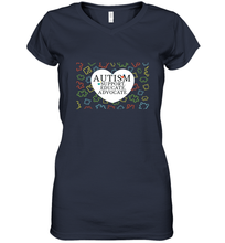 Load image into Gallery viewer, Autism Support Educate Advocate Autism Awareness T shirt Women's V-Neck T-Shirt
