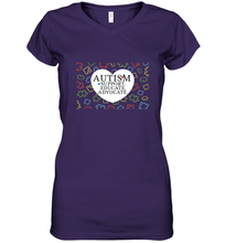 Load image into Gallery viewer, Autism Support Educate Advocate Autism Awareness T shirt Women's V-Neck T-Shirt
