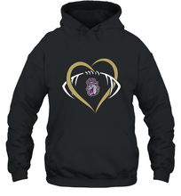 Load image into Gallery viewer, James Madison Dukes Large Heart  Football  Team Hooded Sweatshirt
