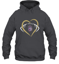 Load image into Gallery viewer, James Madison Dukes Large Heart  Football  Team Hooded Sweatshirt
