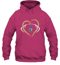 Load image into Gallery viewer, James Madison Dukes Large Heart  Football  Team Hooded Sweatshirt
