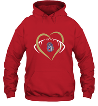 Load image into Gallery viewer, James Madison Dukes Large Heart  Football  Team Hooded Sweatshirt

