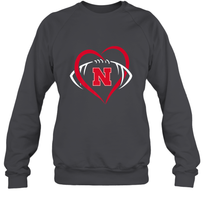 Load image into Gallery viewer, Nebraska Cornhuskers Large Heart  Football  Team Premium Crewneck Sweatshirt
