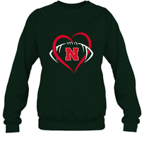 Load image into Gallery viewer, Nebraska Cornhuskers Large Heart  Football  Team Premium Crewneck Sweatshirt
