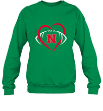 Load image into Gallery viewer, Nebraska Cornhuskers Large Heart  Football  Team Premium Crewneck Sweatshirt
