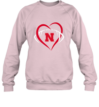 Load image into Gallery viewer, Nebraska Cornhuskers Large Heart  Football  Team Premium Crewneck Sweatshirt
