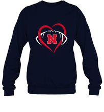 Load image into Gallery viewer, Nebraska Cornhuskers Large Heart  Football  Team Premium Crewneck Sweatshirt
