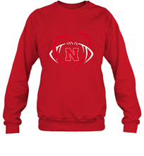 Load image into Gallery viewer, Nebraska Cornhuskers Large Heart  Football  Team Premium Crewneck Sweatshirt
