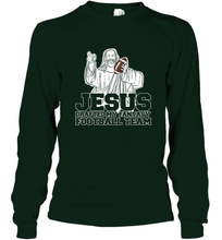 Load image into Gallery viewer, Jesus Drafted My Football Team Fantasy Football Draft Day Long Sleeve T-Shirt
