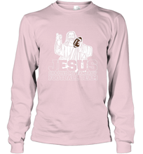Load image into Gallery viewer, Jesus Drafted My Football Team Fantasy Football Draft Day Long Sleeve T-Shirt
