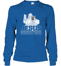 Load image into Gallery viewer, Jesus Drafted My Football Team Fantasy Football Draft Day Long Sleeve T-Shirt
