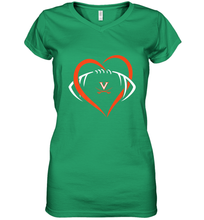 Load image into Gallery viewer, Virginia Cavaliers Large Heart  Football  Team Women's V-Neck T-Shirt
