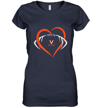 Load image into Gallery viewer, Virginia Cavaliers Large Heart  Football  Team Women's V-Neck T-Shirt
