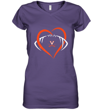 Load image into Gallery viewer, Virginia Cavaliers Large Heart  Football  Team Women's V-Neck T-Shirt
