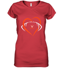 Load image into Gallery viewer, Virginia Cavaliers Large Heart  Football  Team Women's V-Neck T-Shirt
