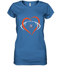 Load image into Gallery viewer, Virginia Cavaliers Large Heart  Football  Team Women's V-Neck T-Shirt
