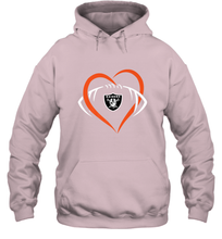 Load image into Gallery viewer, NFL Oakland Raiderss Heart Love Football Hooded Sweatshirt

