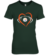 Load image into Gallery viewer, NFL Pittsburgh Steelers Heart Love Football Women's Premium T-Shirt
