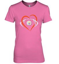 Load image into Gallery viewer, NFL Pittsburgh Steelers Heart Love Football Women's Premium T-Shirt
