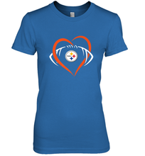 Load image into Gallery viewer, NFL Pittsburgh Steelers Heart Love Football Women's Premium T-Shirt
