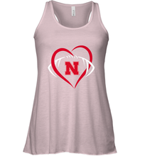 Load image into Gallery viewer, Nebraska Cornhuskers Large Heart  Football  Team Premium Women's Racerback Tank
