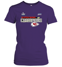 Load image into Gallery viewer, Youth Kansas City Chiefs NFL Pro Line by Fanatics Super Bowl LIV Champions Trophy Women's T-Shirt
