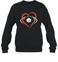 Load image into Gallery viewer, NFL Pittsburgh Steelers Heart Love Football Crewneck Sweatshirt
