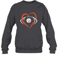 Load image into Gallery viewer, NFL Pittsburgh Steelers Heart Love Football Crewneck Sweatshirt

