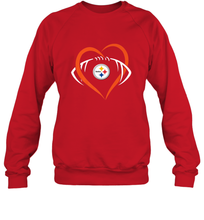 Load image into Gallery viewer, NFL Pittsburgh Steelers Heart Love Football Crewneck Sweatshirt
