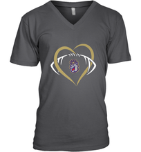 Load image into Gallery viewer, James Madison Dukes Large Heart  Football  Team Men's V-Neck
