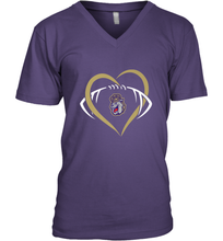 Load image into Gallery viewer, James Madison Dukes Large Heart  Football  Team Men's V-Neck
