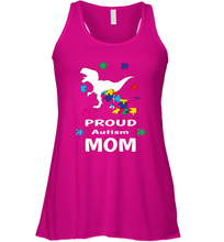 Load image into Gallery viewer, Proud Autism Mom T Rex Dinosaur Autism Awareness Women's Racerback Tank
