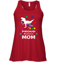 Load image into Gallery viewer, Proud Autism Mom T Rex Dinosaur Autism Awareness Women's Racerback Tank
