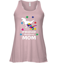 Load image into Gallery viewer, Proud Autism Mom T Rex Dinosaur Autism Awareness Women's Racerback Tank
