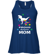 Load image into Gallery viewer, Proud Autism Mom T Rex Dinosaur Autism Awareness Women's Racerback Tank

