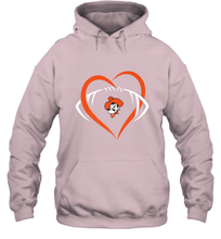 Load image into Gallery viewer, Oklahoma State Cowboys Large Heart  Football  Team Hooded Sweatshirt
