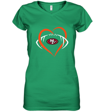 Load image into Gallery viewer, NFL San Francisco Heart Love Football Women's V-Neck T-Shirt
