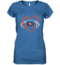 Load image into Gallery viewer, NFL San Francisco Heart Love Football Women's V-Neck T-Shirt
