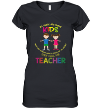 Load image into Gallery viewer, They Call Me Teacher School Kids Fun Appreciation Women's V-Neck T-Shirt
