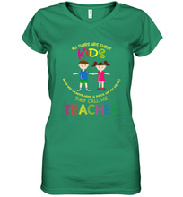 Load image into Gallery viewer, They Call Me Teacher School Kids Fun Appreciation Women's V-Neck T-Shirt
