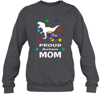 Load image into Gallery viewer, Proud Autism Mom T Rex Dinosaur Autism Awareness Crewneck Sweatshirt
