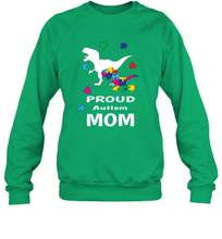 Load image into Gallery viewer, Proud Autism Mom T Rex Dinosaur Autism Awareness Crewneck Sweatshirt
