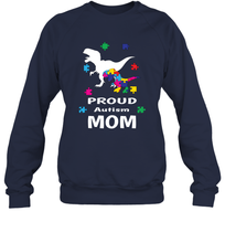 Load image into Gallery viewer, Proud Autism Mom T Rex Dinosaur Autism Awareness Crewneck Sweatshirt

