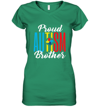Load image into Gallery viewer, Proud Autism Brother Awareness Support Premium T Shirt Women's V-Neck T-Shirt
