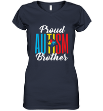 Load image into Gallery viewer, Proud Autism Brother Awareness Support Premium T Shirt Women's V-Neck T-Shirt
