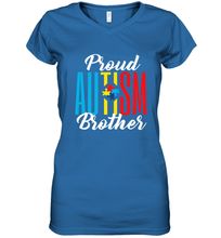Load image into Gallery viewer, Proud Autism Brother Awareness Support Premium T Shirt Women's V-Neck T-Shirt
