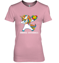 Load image into Gallery viewer, Autism Awareness Embrace Differences Dabbing Unicorn Women's Premium T-Shirt

